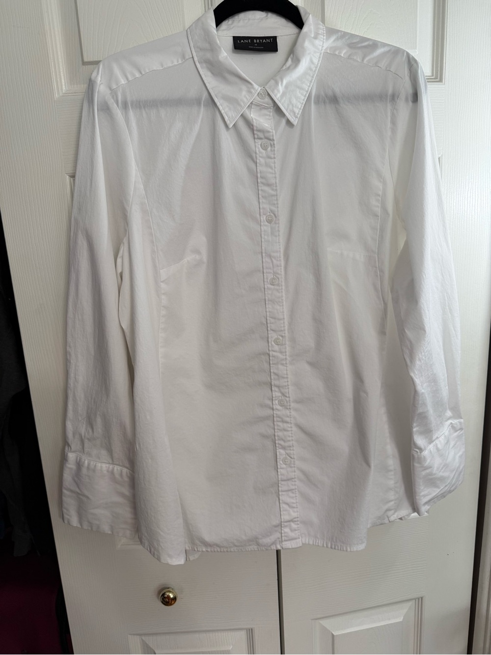 Lane Bryant White Button Down Collared Shirt Plus Size 18